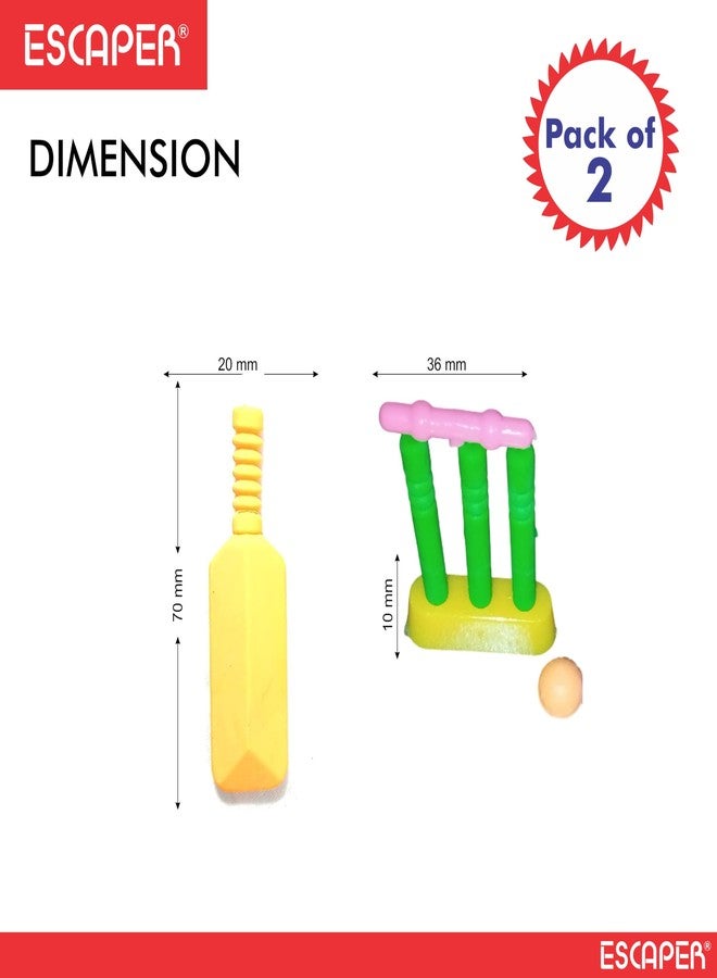 ESCAPER مجموعة ممحاة الكريكيت للأطفال من إسكيبر، ألوان متنوعة، ممحاة مطاطية غير سامة مع مضرب وكرة وويكيت وحامل، أدوات مدرسية ممتعة، هدية تذكارية لأعياد الميلاد - Image 2